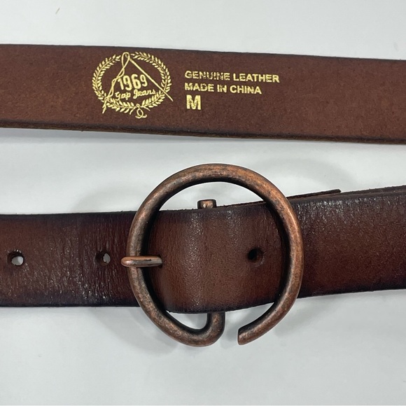 Gap 1969 Accessories - GAP 1969 Genuine Leather Brown Belt Size M 1” Round Buckle Y2K
